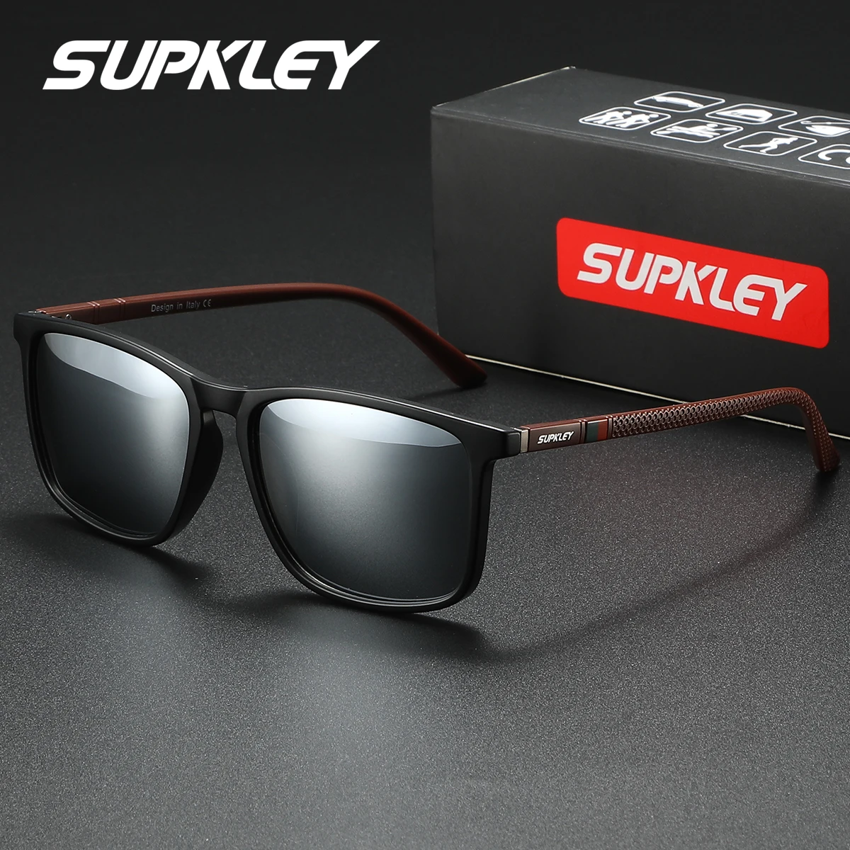 

Сверхлегкая и удобная поляризационная пленка SUPKLEY, солнцезащитные очки унисекс в квадратной оправе, незаменимые для рыбалки и пеших прогулок