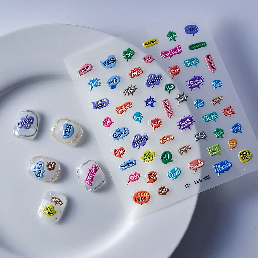 

1PCS 5D Art Ethnic Style Series Nail Stickers Art Flower Grid Letter Stickers High Quality DIY Waterproof Nail Art Decorations