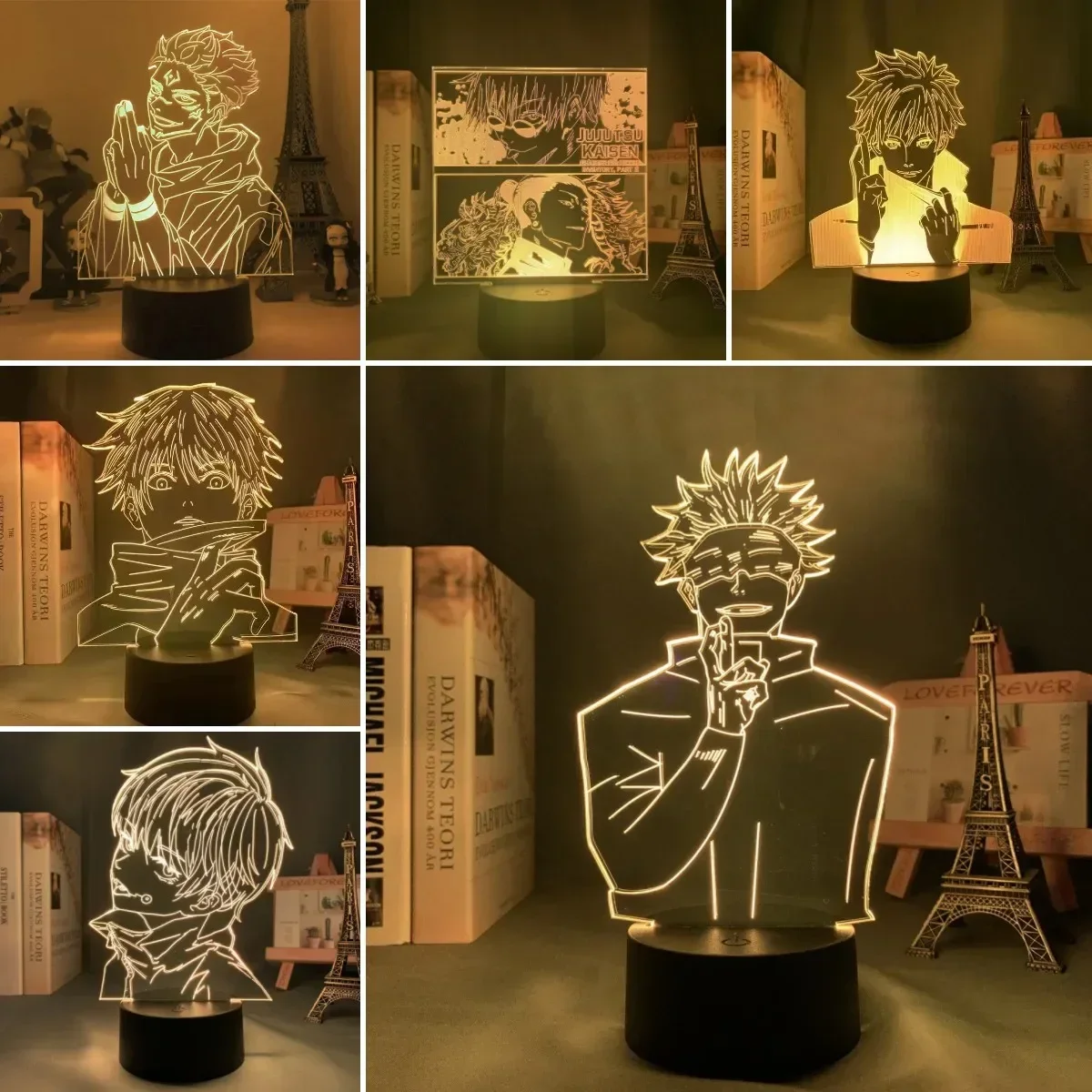 Anime Jujutsu Kaisen Figure Inumaki Toge 3D LED Lamps Satoru Gojo Night Lights Bedroom Decor Birthday Manga Gifts for Friends