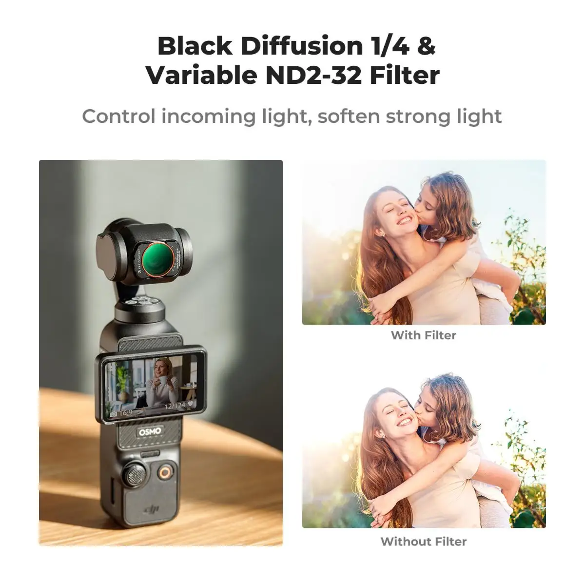 K&F Concept ND2-32 1/4 Black Diffusion 2 in 1 Filter for DJI OSMO Pocket 3 Multi-coating Water Proof Action Camera