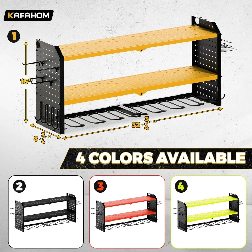 Imagem -06 - Organizador de Ferramentas Elétricas de Parede Grande Broca Pegboards Laterais Prateleira de Ferramentas de Metal com 12 Ganchos