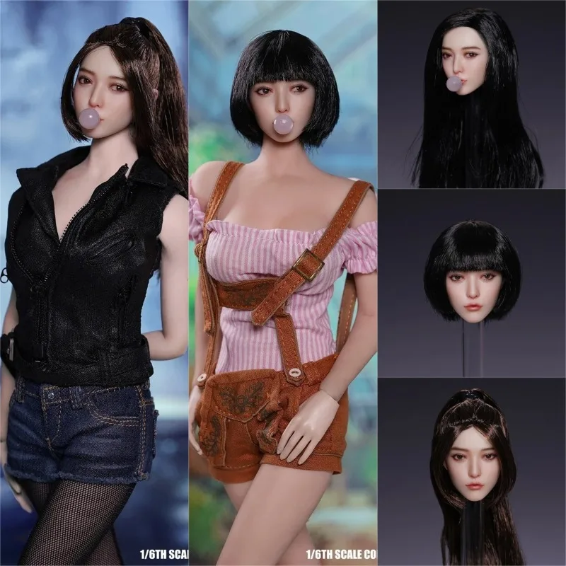 Vorverkauf SUPER DUCK SDH050 1/6 Scale Blowing Bubble Girl Female Head Carving Movable Eye Fit 12'' Pale Action Figure Body