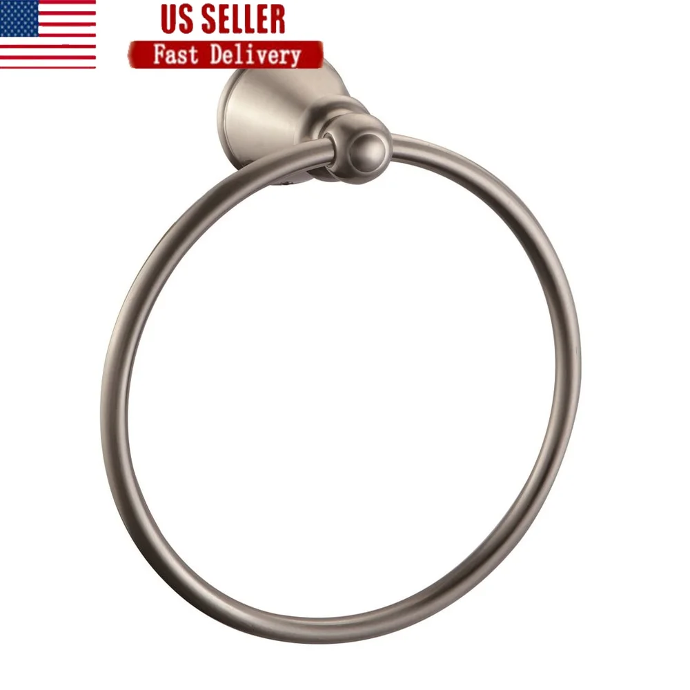 

Transitional Towel Ring Bathroom Brushed Nickel Durable Zinc Construction Easy Installation Sturdy Design Smooth Round Edges