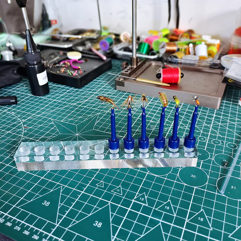ICERIO Crystal Acrylic Stand Holder Shelf For Fishing Flies Display Lure Showing Stand Pliers Clip Fishing Tool Accessories