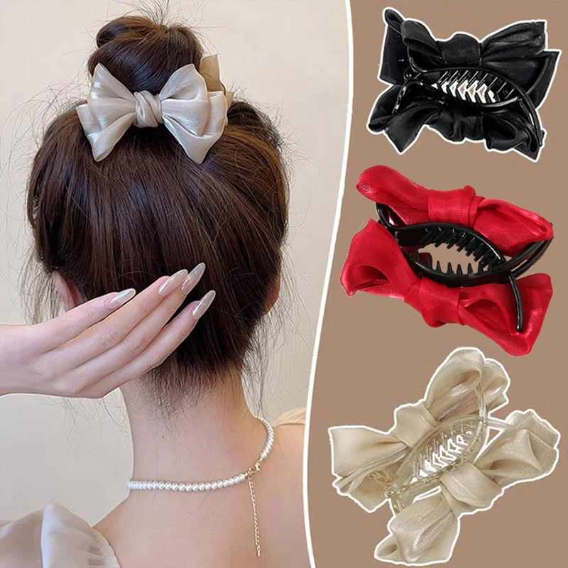 Tiktok Explosive Mesh Yarn Bow Clip Princess Meatball Hair Clip Summer Hair artefatto coda di cavallo Clip