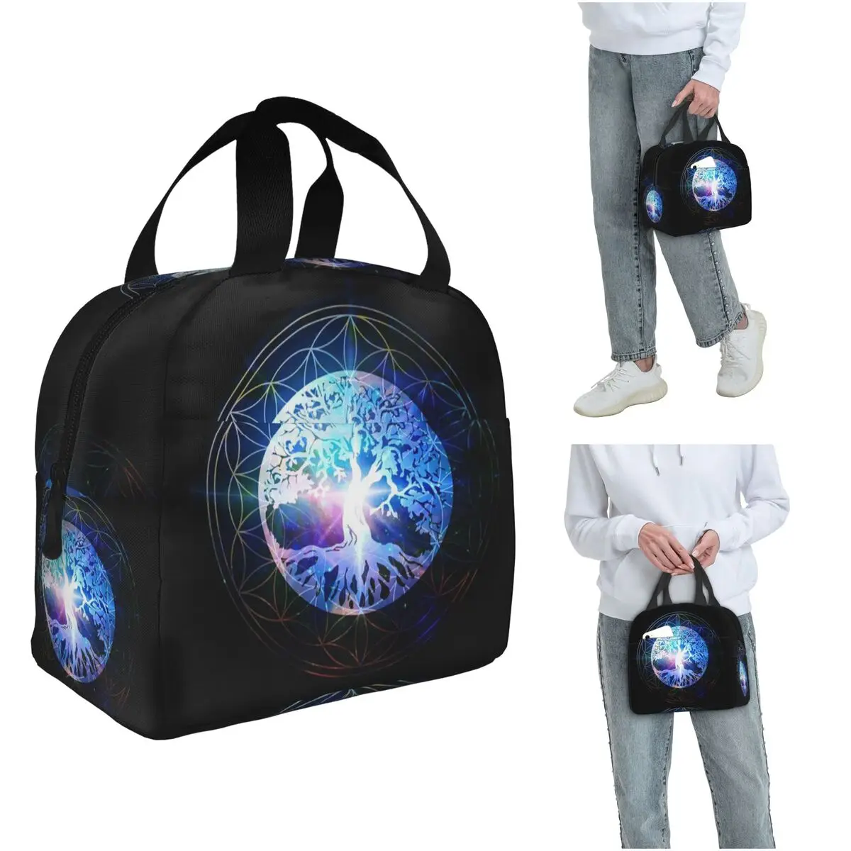 

Термосумка для обеда с изображением мандалы «Древо жизни» для женщин и детей, герметичные контейнеры для еды, термосумка-тоут