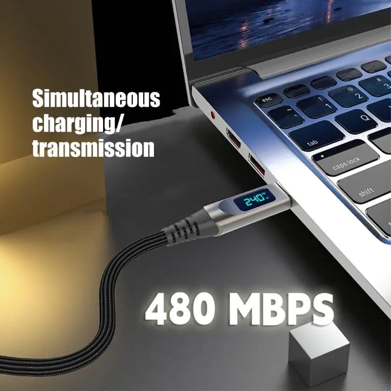 LED Display USB C to USB C Charging Cable 240W, Everyday Cord for Daily Charging and File Transfer for Desk Use K1KF