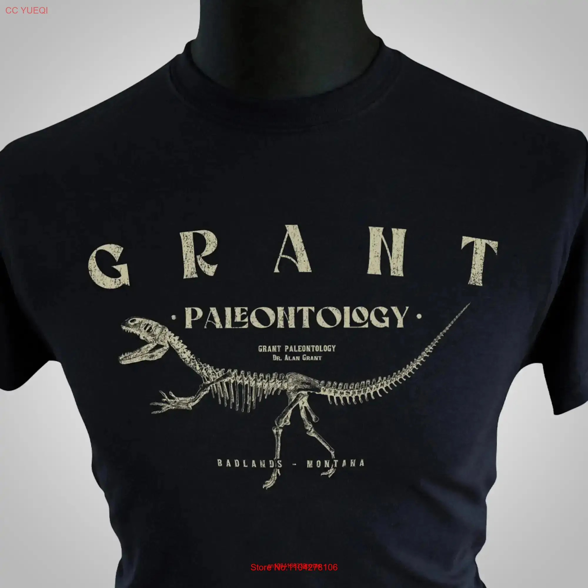 Grant Paleontology T Shirt Black long or short sleeves