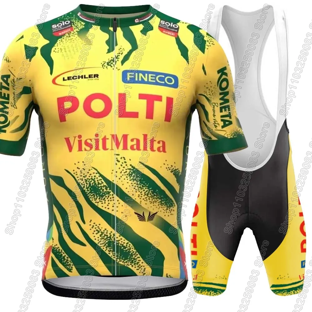 Team Polti Visitmalta 2026 Cycling Jersey Set Mens Italy Kometa Clothing Road Bike Suit Mountain Bicycle Shirt Bib Shorts MTB