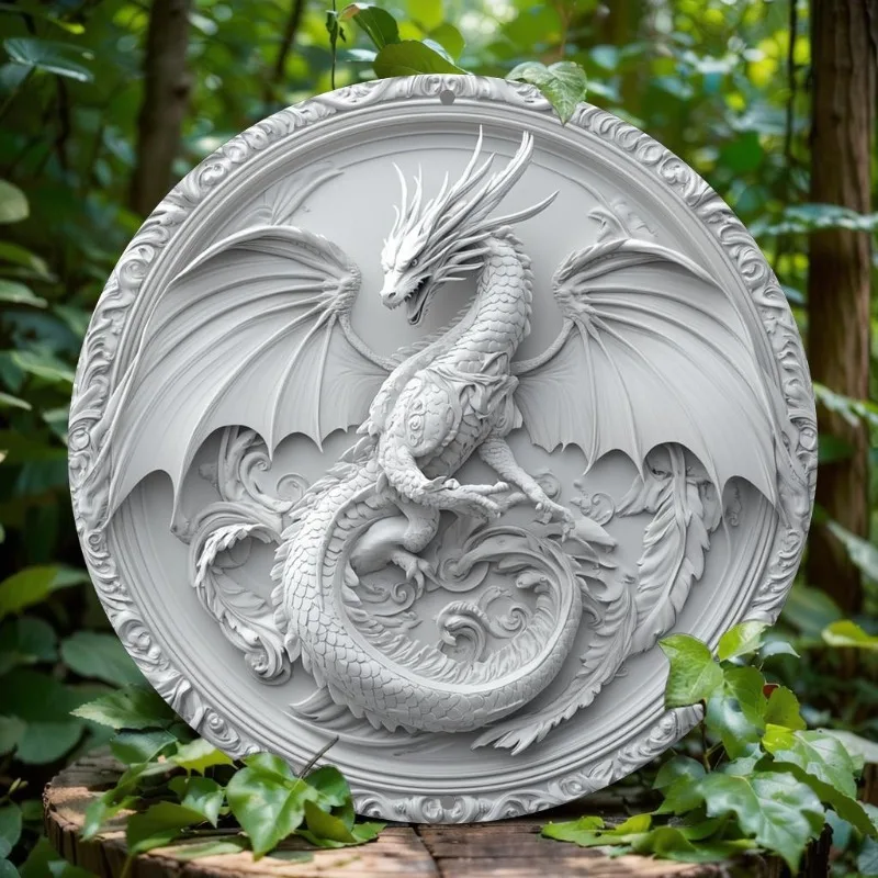 

Dragon-Themed Round Aluminum Wall Art, Perfect for Home, Office, Bar & Kitchen Decor, Ideal Valentine's Day or Holiday Gift