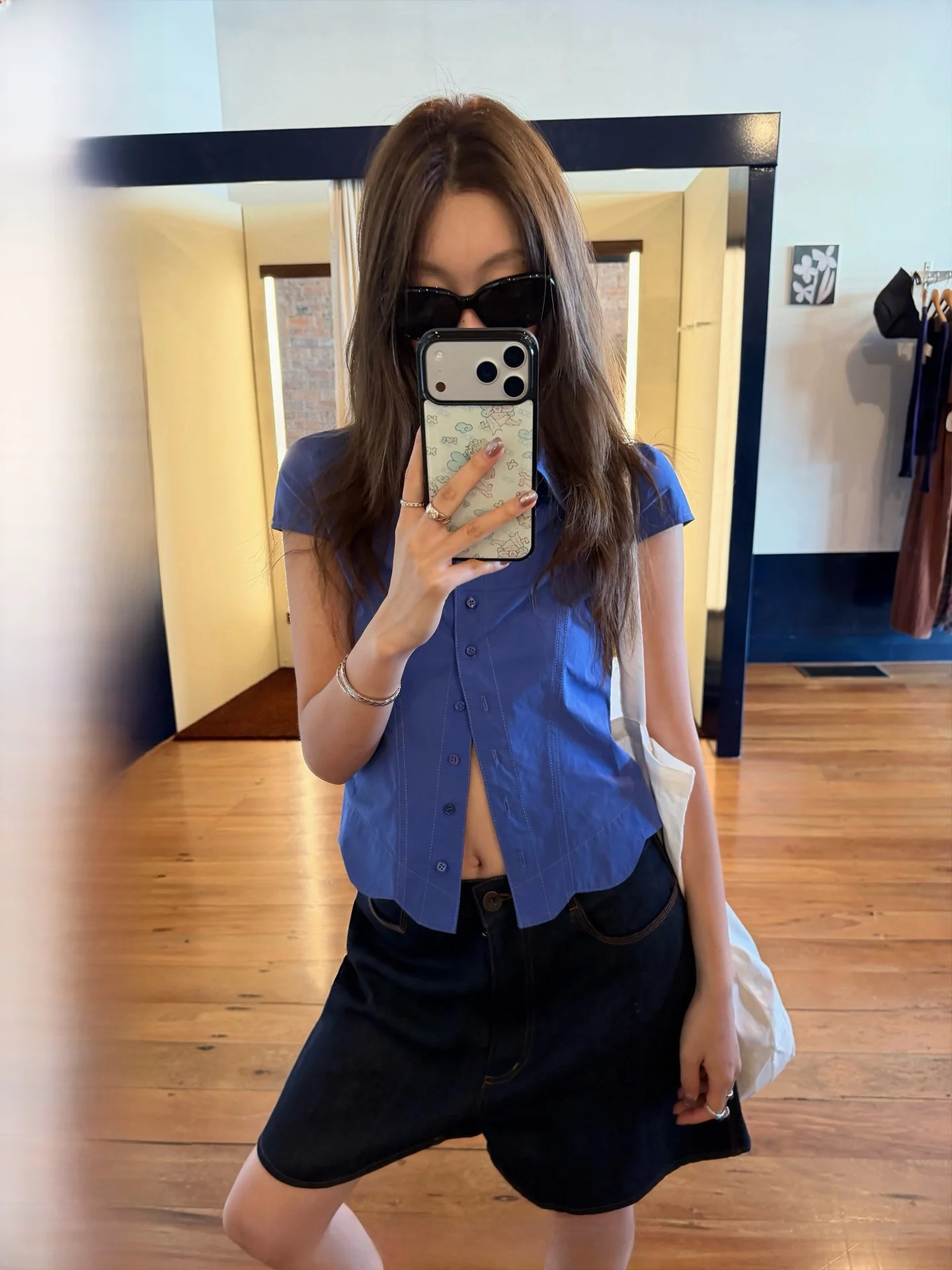 

Ranwear London Newspaper Retro Turn-down Collar 3D Stitched Slim-fit ort Sve irt ort Top Women's Cotton Breathable