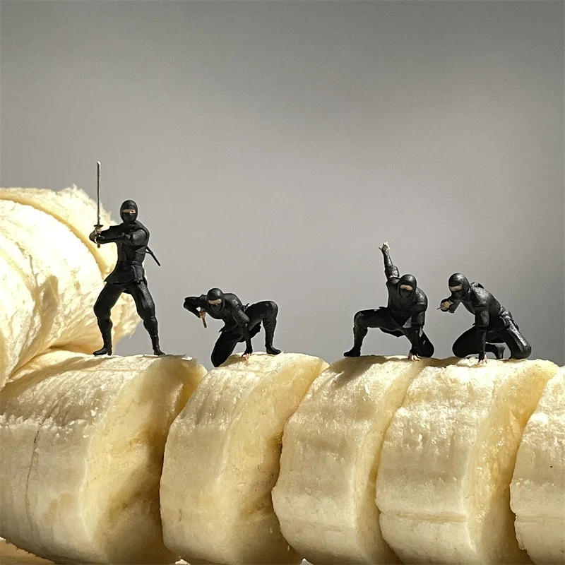 1/64 مقياس الراتنج نموذج الإبداعية اليابانية 4 شخصيات النينجا دييكاست سبيكة سيارة الديوراما المشهد اكسسوارات مجموعة مصغرة