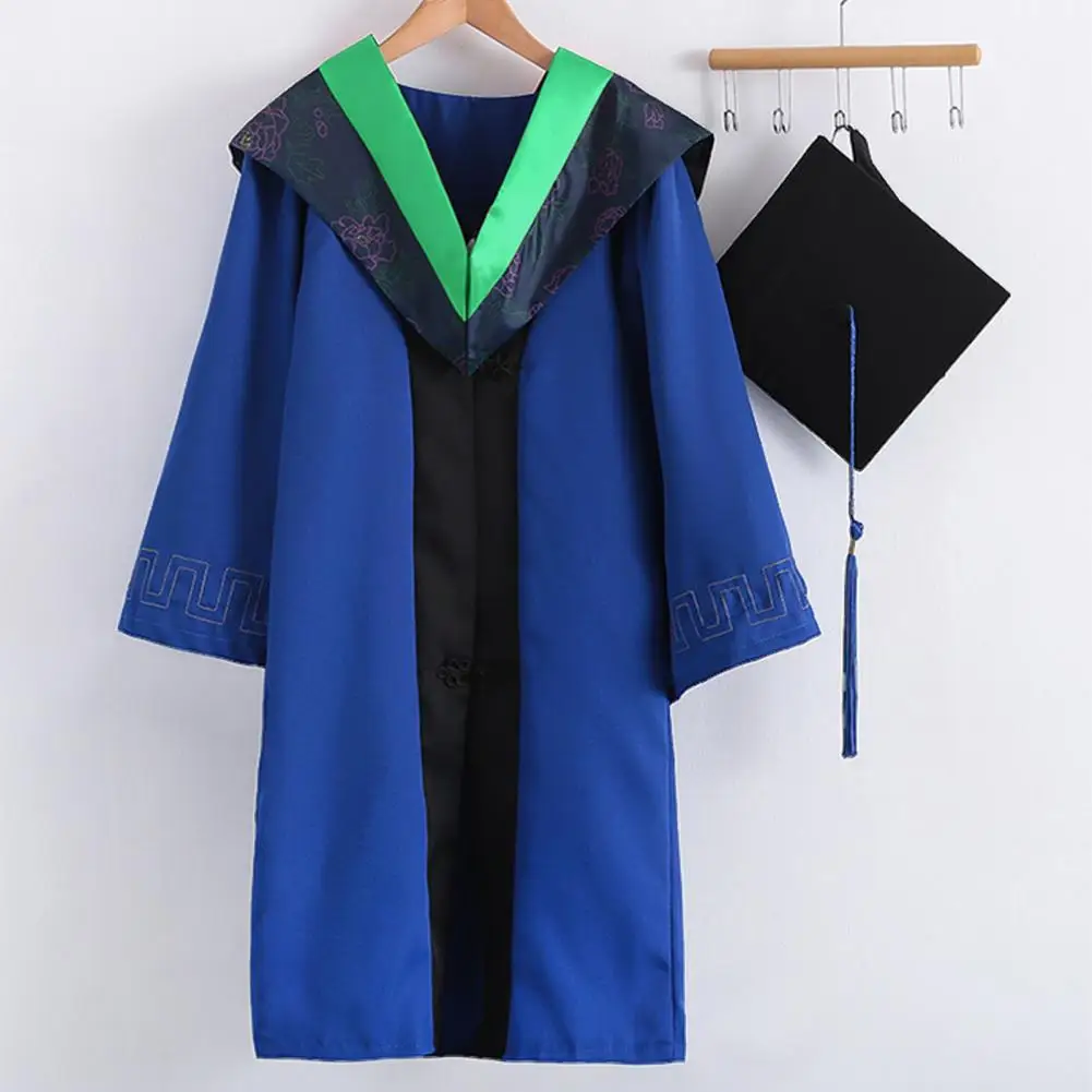 School Uniforms Bachelor Cloak with Hat Set Graduation Robes Women Men Academic Dress Degree Master Uniform Bachelor Hat Suit