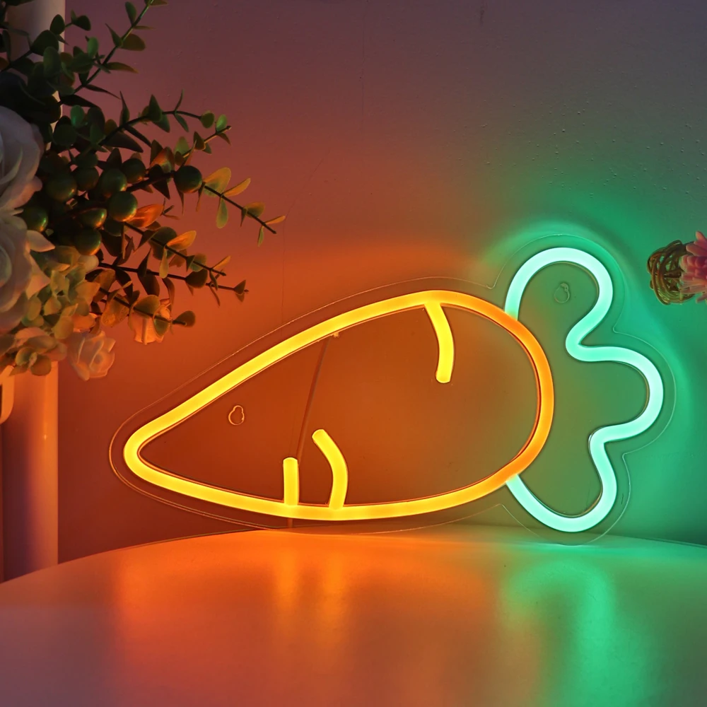 1pc Carrot LED Wall Art Neon Sign Light For Room Kitchen Party Shop Pub Club Decoration 12.01\'\'*6.5\'\'