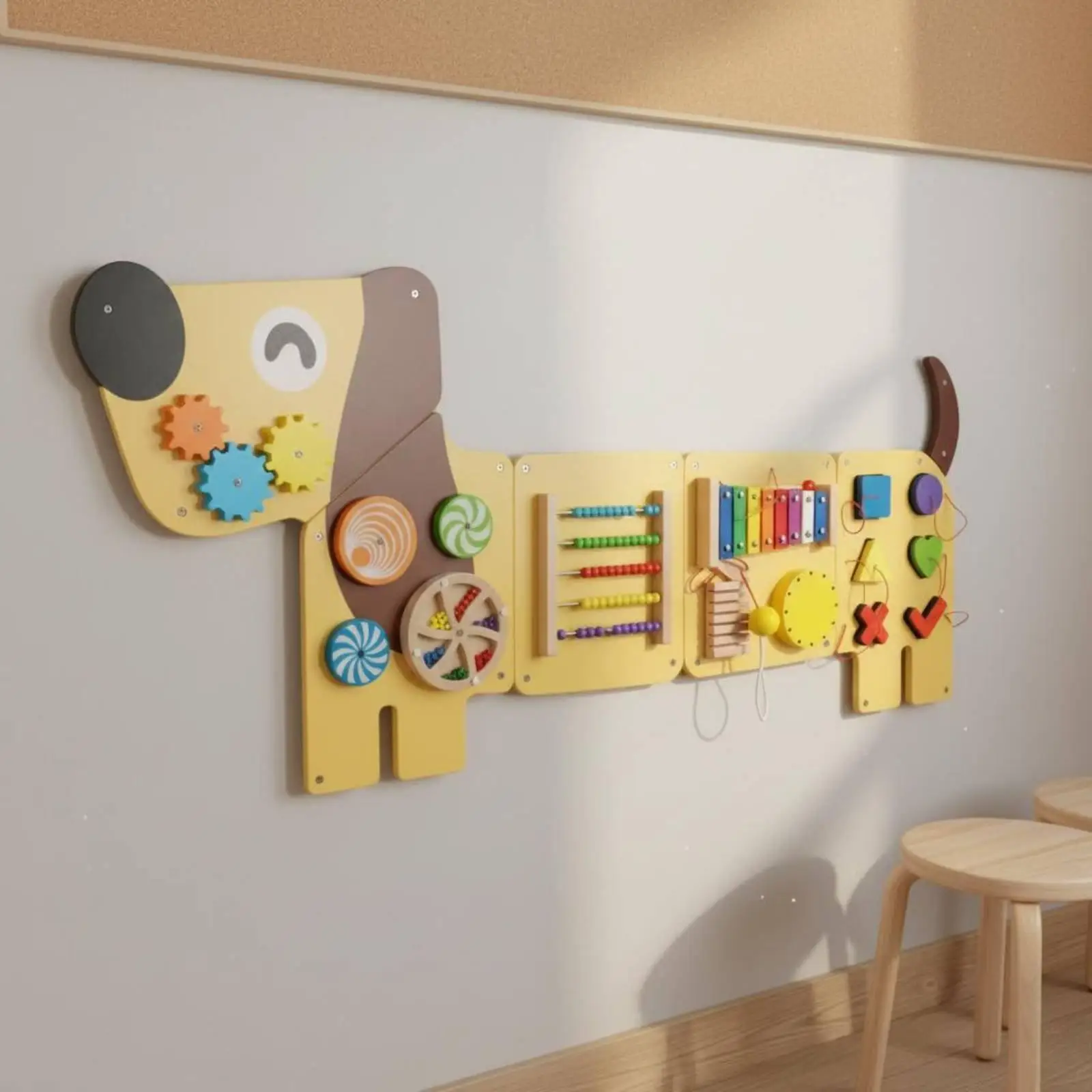 Kids Wooden Wall Game Activity Board for Fine Motor Skill Practice Playroom Decor Toy