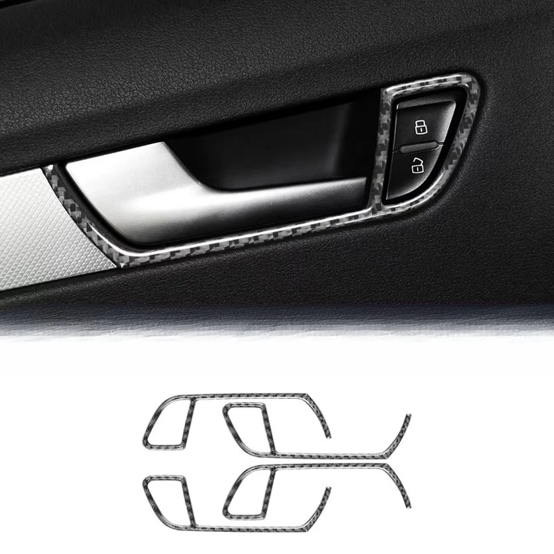For Audi A4L A4 B8 2009-2016 Q5 2009-2017 A5 2008-2017 Accessories Carbon Fiber Interior Car Door Handle Frame Decor Cover Trim