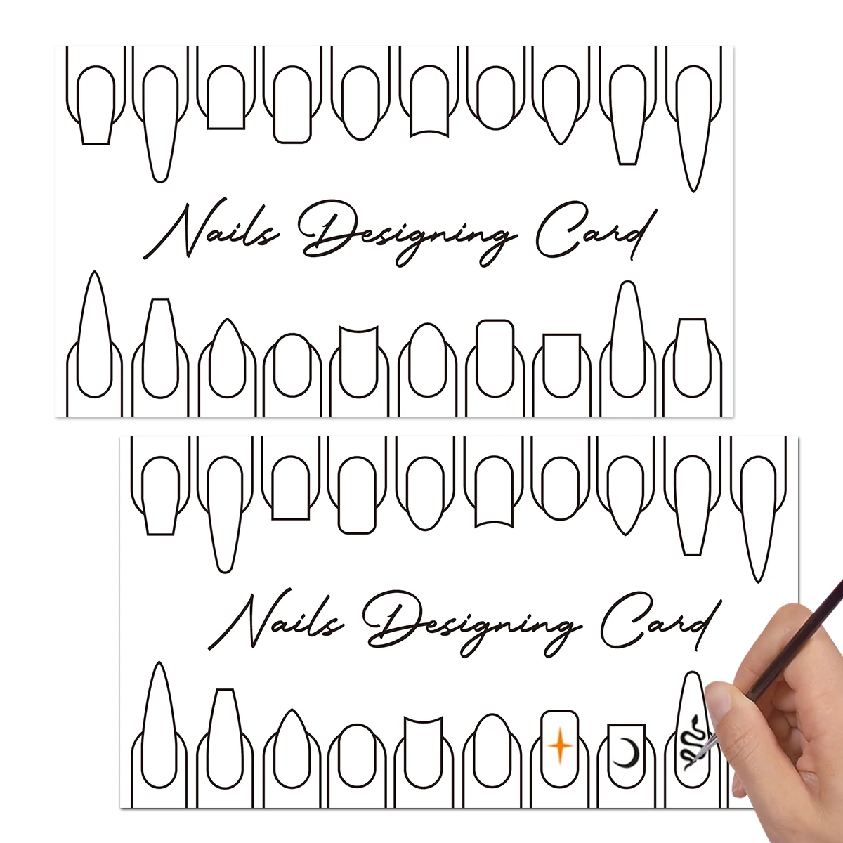 10pcs Nail Practice Cards Nails Shape Training Cards Nail Art Designing Cards False Nail Practicing Card Beginner Manicure Board