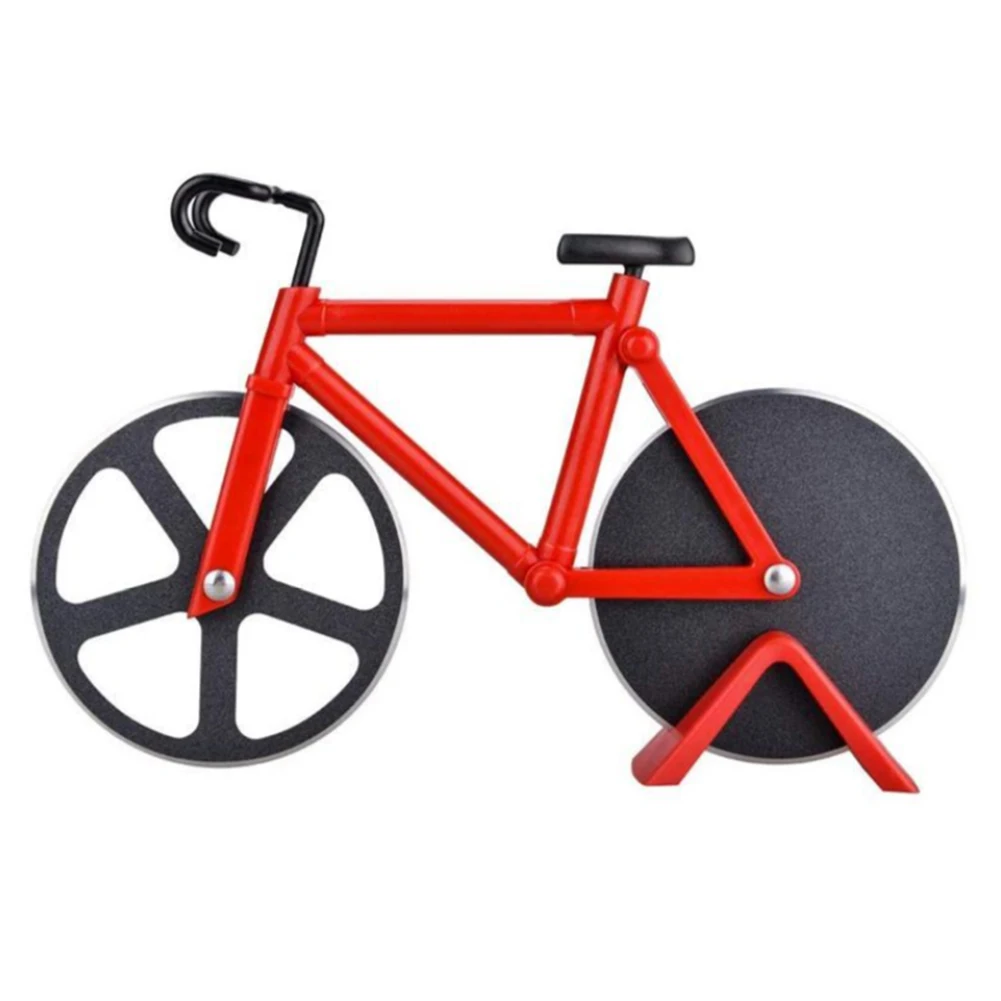 Bicycle Pizza Cutter Wheel Non-stick Dual Cutting Wheels Stainless Steel Bike Pizza Slicer for Pizza