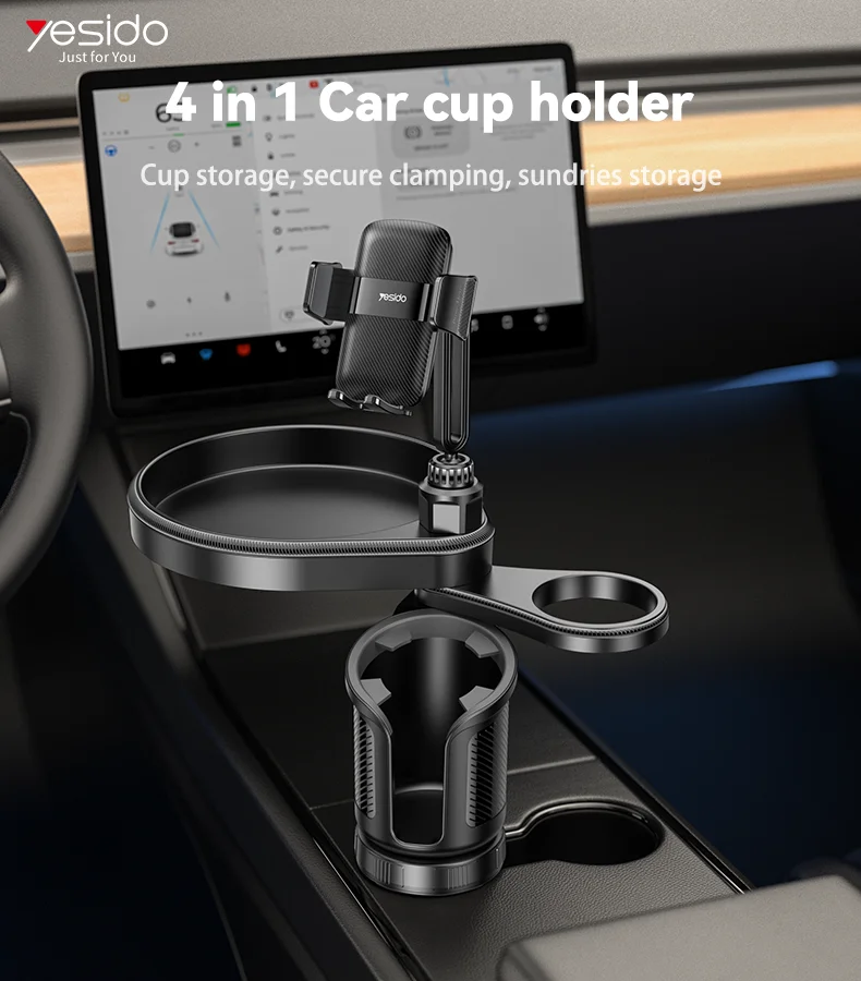 Dudukan Ponsel Putar 720 Derajat 4 in 1 Multifungsi untuk Mobil, Tempat Ponsel di Tempat Minuman C274
