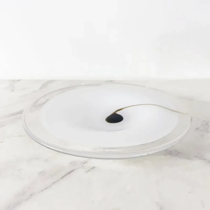 Modern White Glazed Ceramic Fruit Plate Simple Round Serving Dish for Coffee Table Living Room Home Decor Storage Bowl