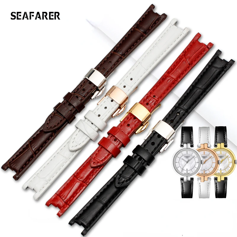 Genuine Leather Women\'s Watch Strap for 1853 Tissot T094 Flamenco Series T094210 Watch Bracelet Soft Breathable 12mm Watch Band