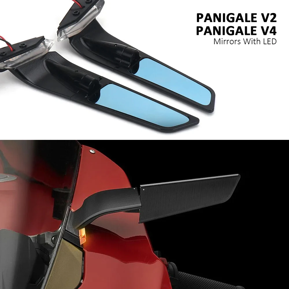 

For Ducati PANIGALE V4 2019-2022 Panigale V2 2020-2023 Rearview Mirrors New LED Turn Signal Side Mirrors Invisible Mirror