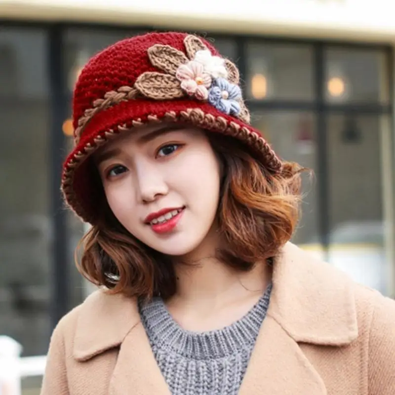 

L5YA Woman Crochet Bucket Hat Ladies Outdoor Sports Fisherman Hat for Travel Casual