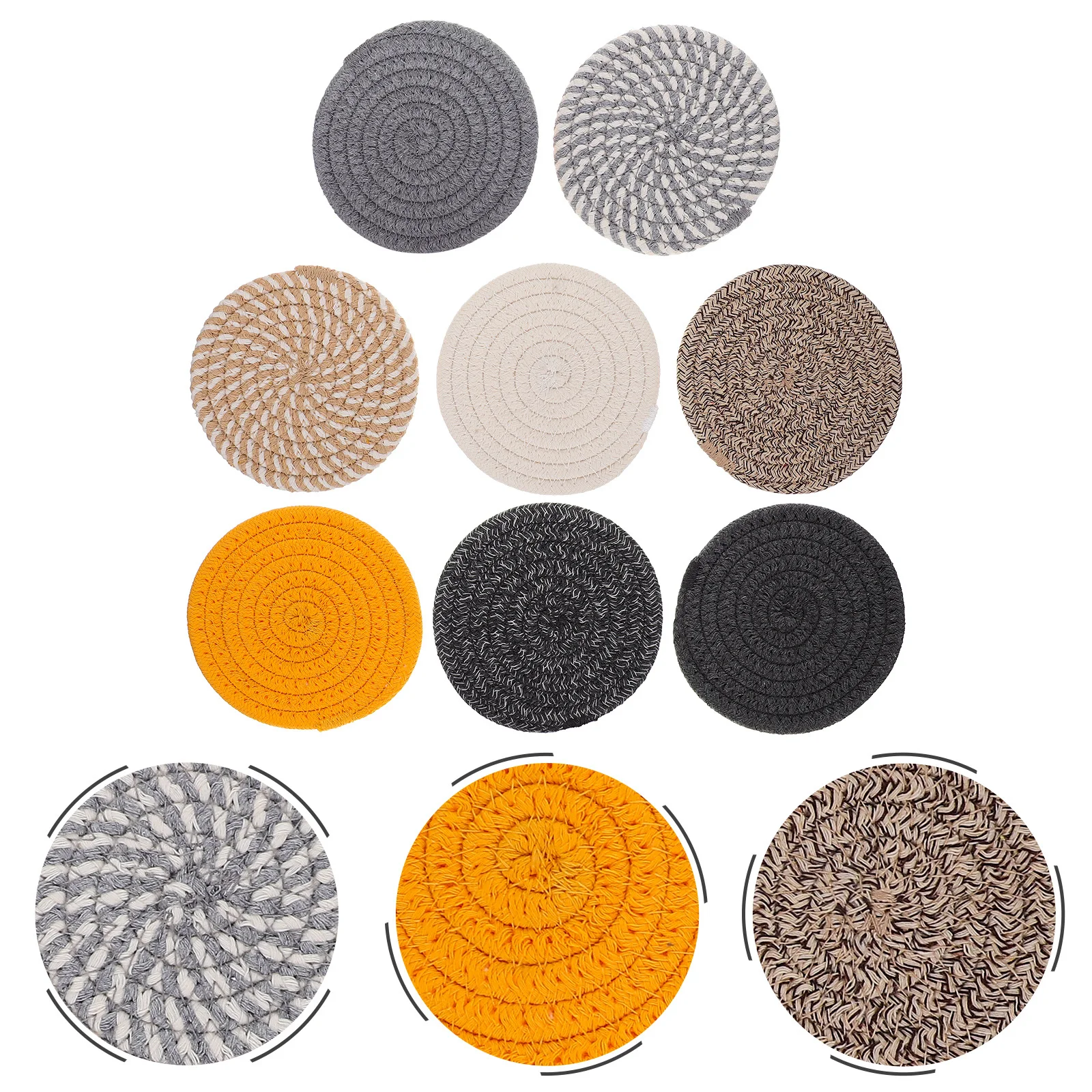 

8Pcs Fabric Coasters for Table Natural Woven Cup Holders Insulated Drink Mats Office Dorm Coffee Coaster Set Cup Coasters