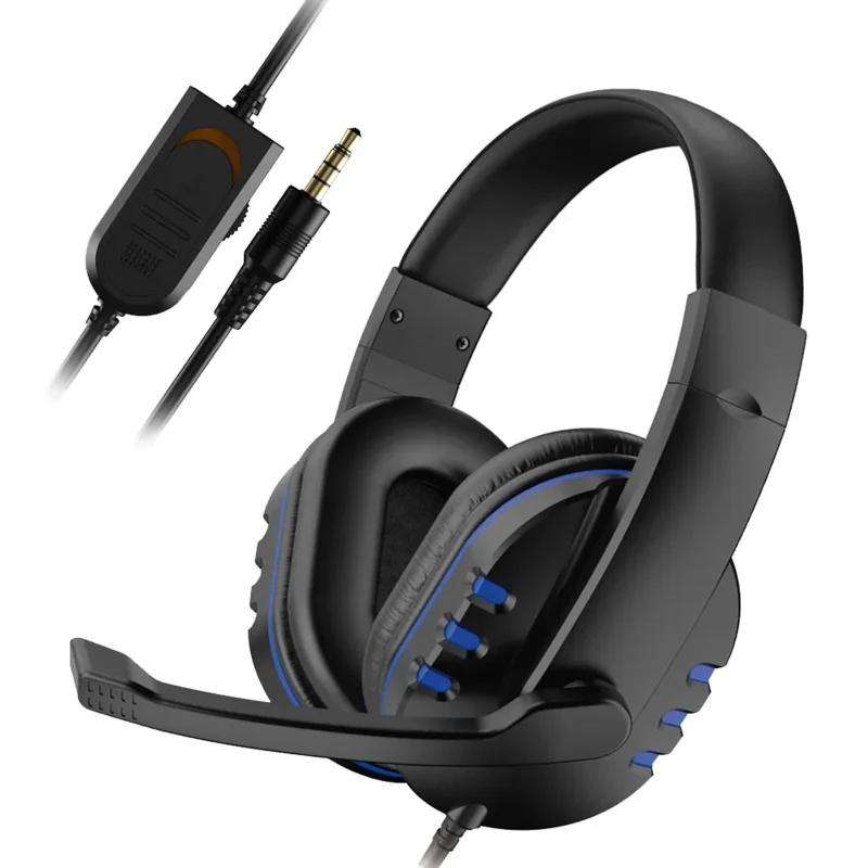 Headset Gaming Wired com Microfone, Ouvido Fones, Music, PS4, Station 4, Jogo, PC, Computer, Chat, 3.5mm