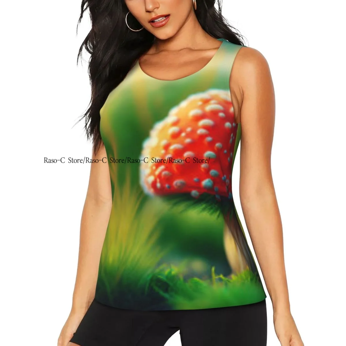 

Женский сексуальный жилет Fly Agaric с грибами в мху, топы без рукавов с круглым вырезом, женский повседневный базовый камзол