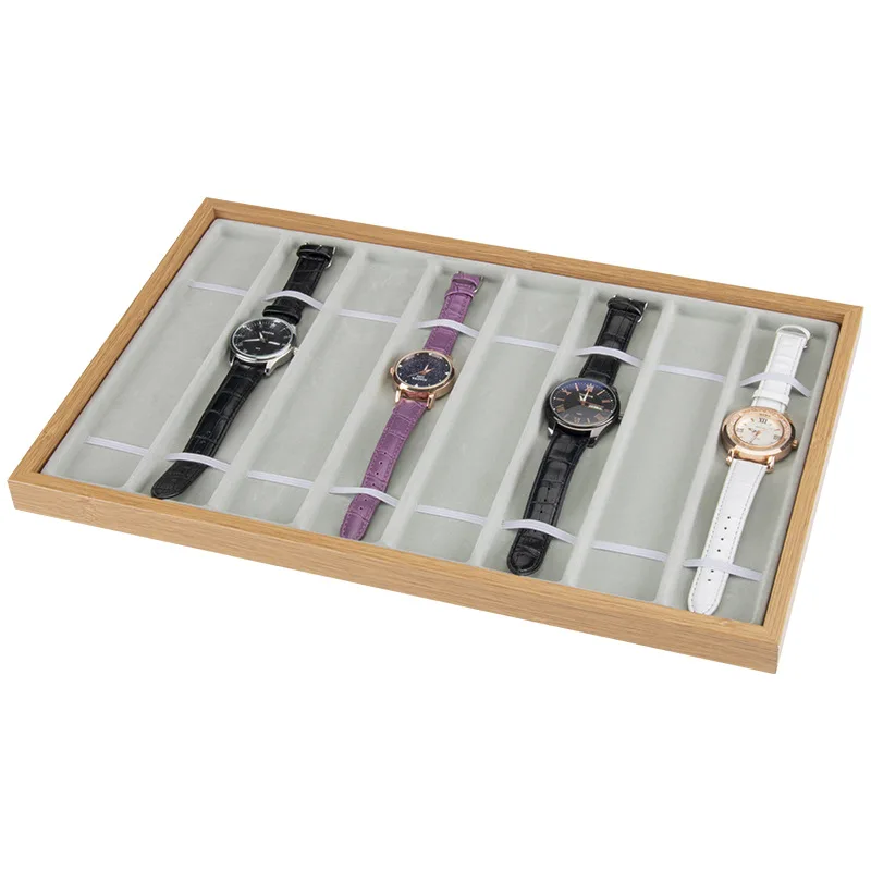 Wooden Watch Display Tray Bracelet Show Storage Case Jewelry Organizer Gift Watches Holder A350