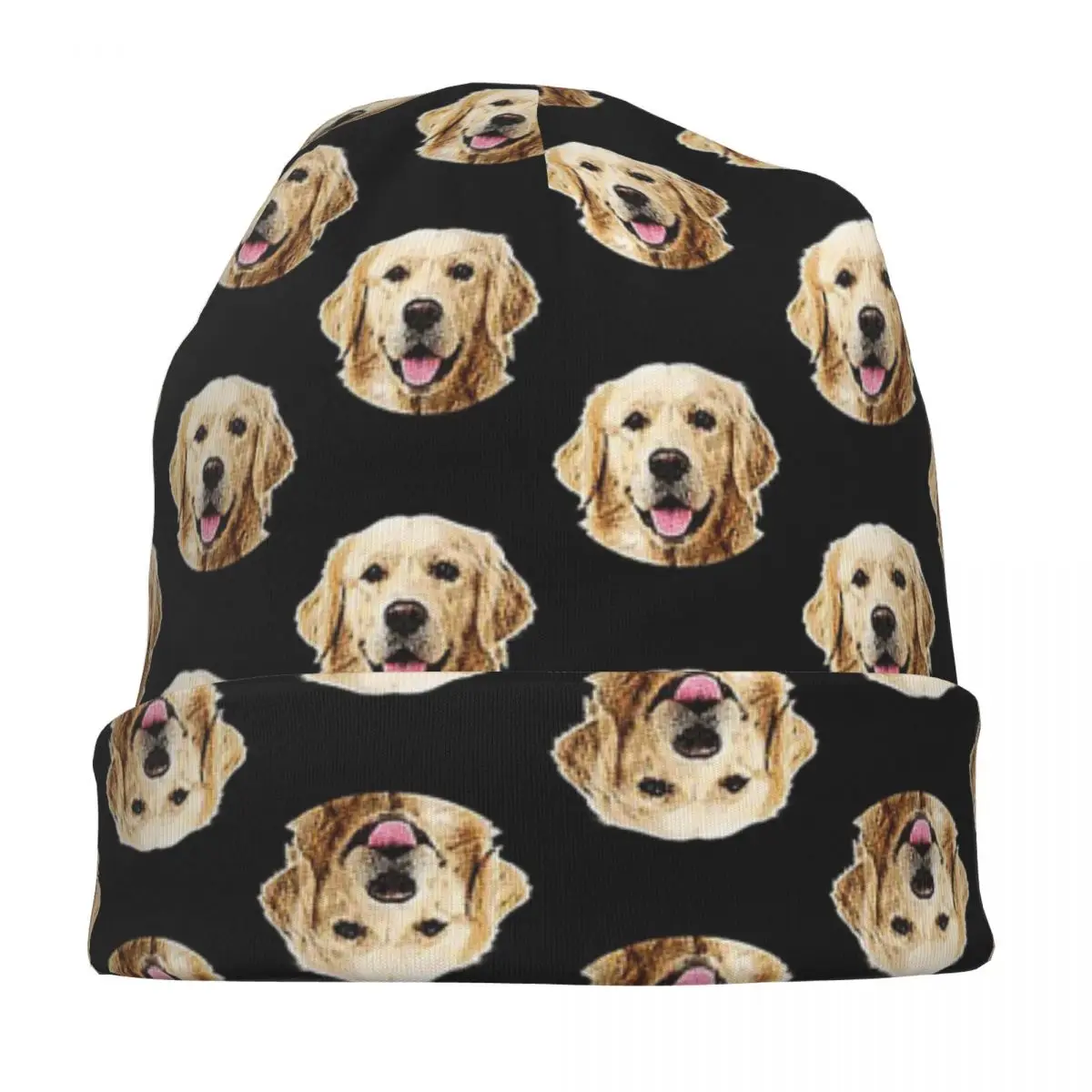 مضحك الذهبي المسترد الوجه صورة الدافئة محبوك قبعة الأزياء بونيه قبعة الخريف الشتاء في الهواء الطلق قبعة حريمي للرجال النساء الكبار