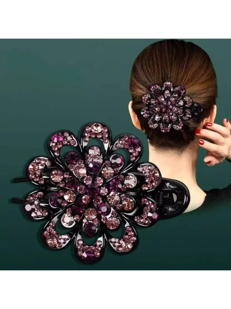 H 新しいヘアピン女性後頭部ヘアクリップ頭飾りマザースタイルヘアアクセサリーエレガントなアヒルビルクリップ女性