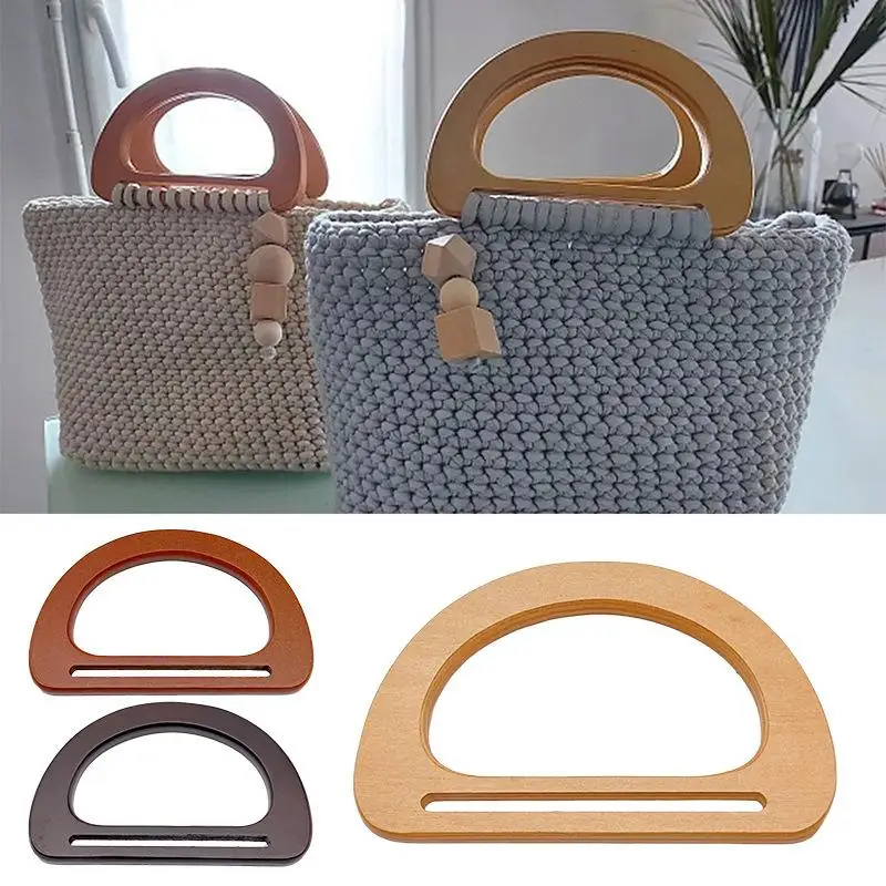 Natural Wood Arch Bag Handle Crochet Knit Bag Handles Replacement DIY Handbags Purse Luggage Handcrafted Handle