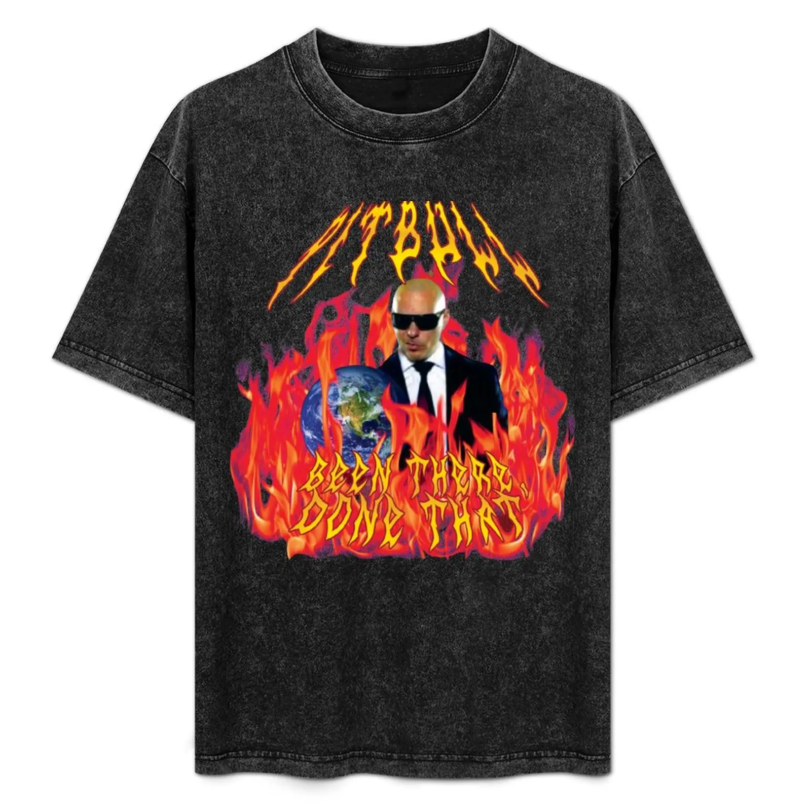 

heavy metal pitbull with flames T-Shirt summer 2025 boys whites plain white t shirts men