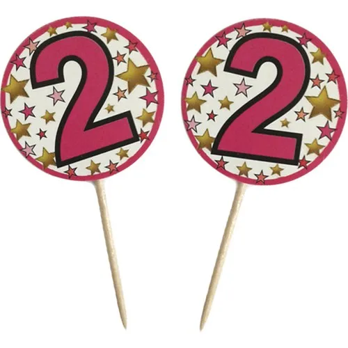 Sable Pink Color 2 Age Themed Star Pattern Party Toothpicks Ornament 20 Pcs