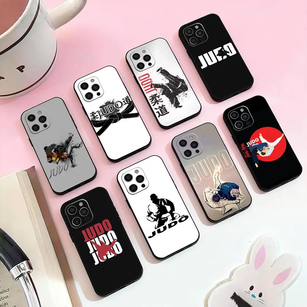 

Japanese Martial Arts Judo Phone Case For iPhone 17,16,15,14,13,12,11 Plus,Pro Max,Soft Silicone Black Cover