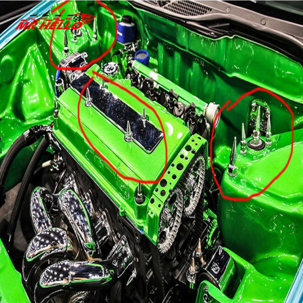 M6X1.0 M8*1.25 For Honda Engine For Civic Engine H23A1 Chrome Spikes Bolt Spiked Valve Cover Engine Bay Dress Up Washer Kit