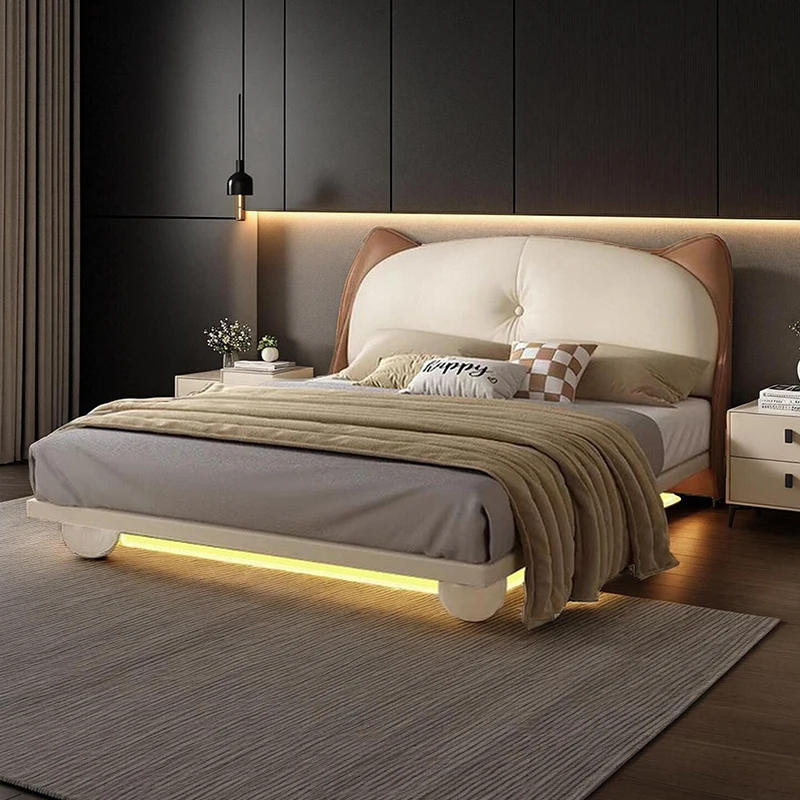 

Night Light Storage Bed Aesthetic Cabinets Lounge French Beds Princess Children Muebles Para Dormitorio Home Accessories