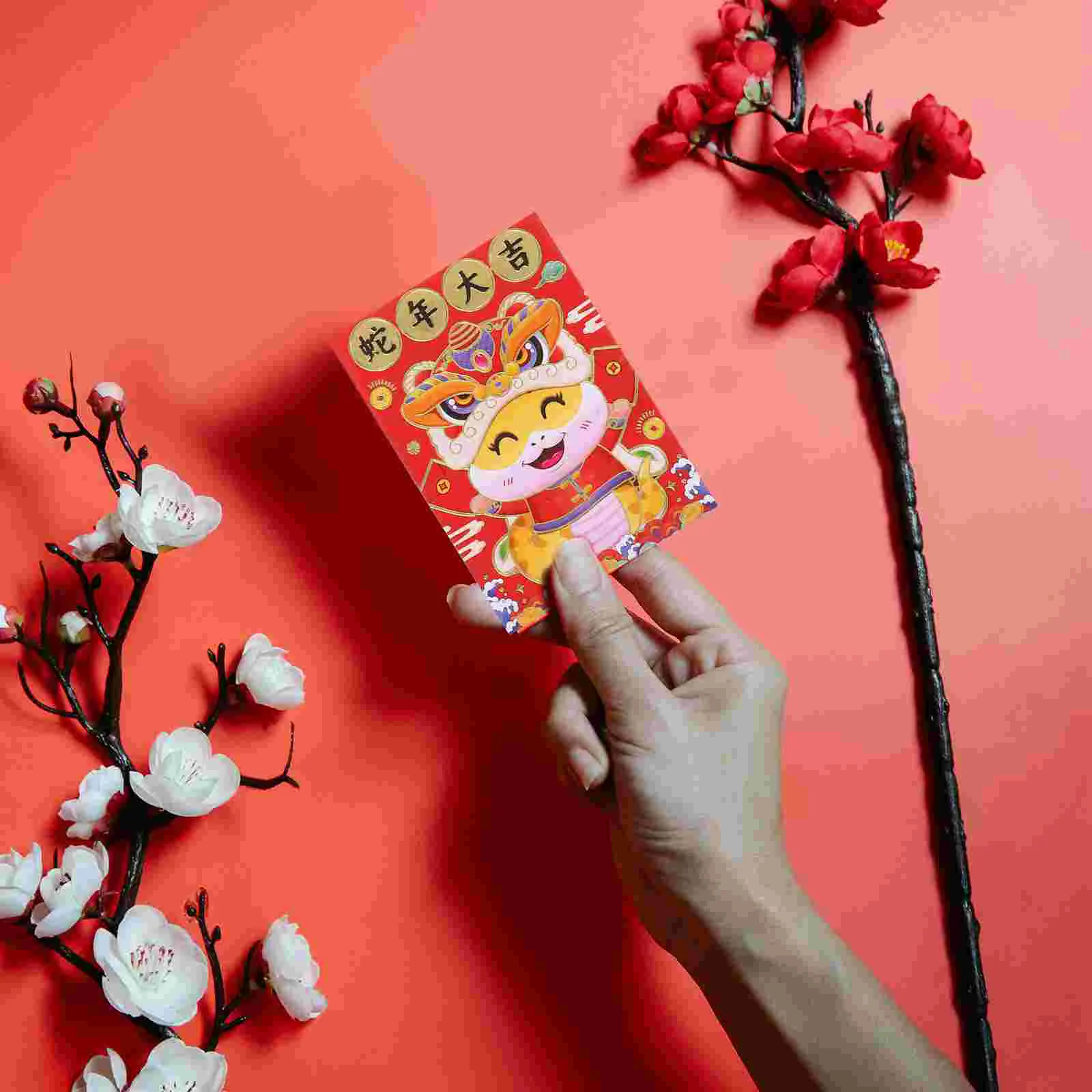 Enveloppes Décoratives du Zodiaque Rouge Chinois, Papier du Nouvel An Lunaire, Lai Shi Feng Hong Bao, 60 Pièces