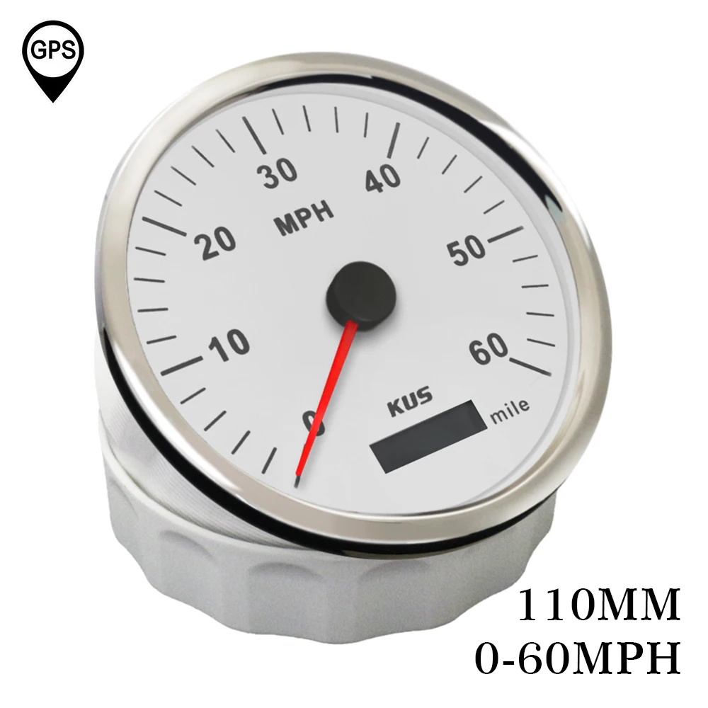 

KUS 110mm 0-60MPH GPS Speedometer Speed Gauge Total Mileage with Red Yellow Backlight 12V 24V for Car Boat Truck Universal