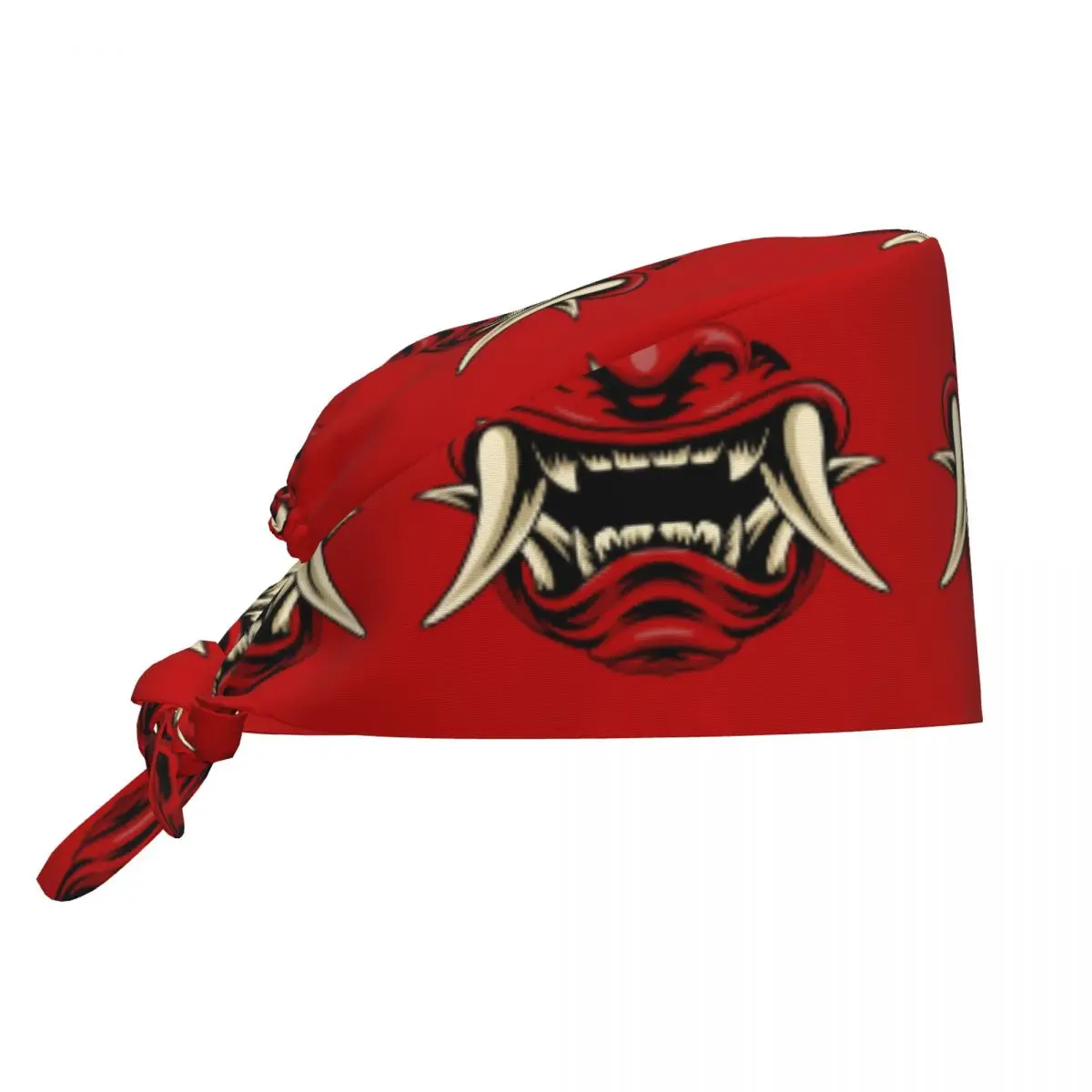 Oni Japan Samurai Demon Medical Staff Scrubs Hat Unisex Halloween Hanya Tattoo Doctor Nursing Surgical Cap Scrub Caps