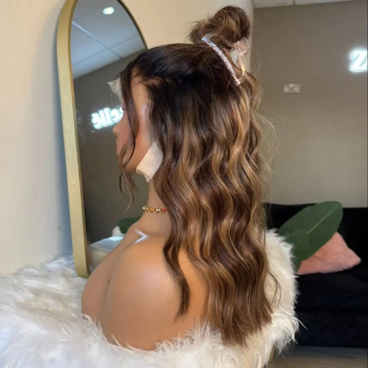Balayage Wig For Women Ombre Chocolate Brown 180% Density Lace Frontal Wigs Loose Wave High Quality Glueless Wigs Synthetic Hair