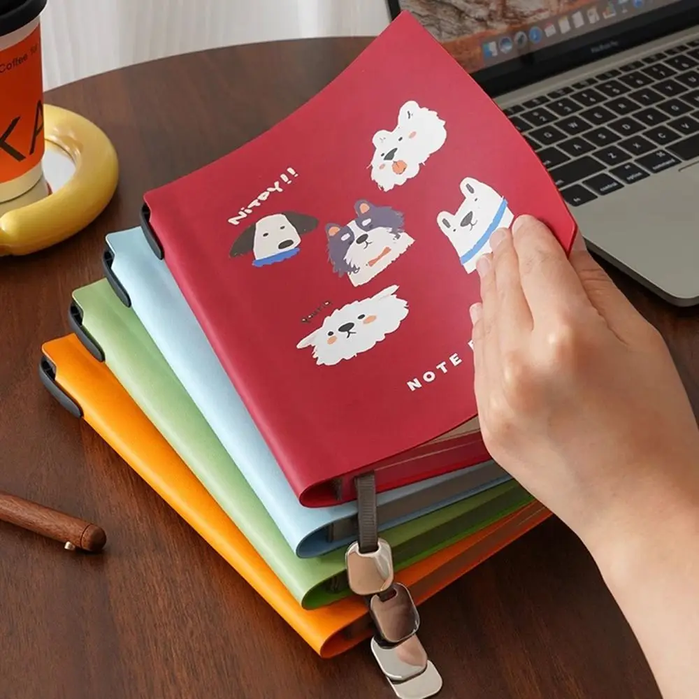 

Happy Puppy A5 Cartoon Notepad 100 Sheets Thick Paper Students Notebook Soft Leather Cover Horizontal Line Diary Handbook