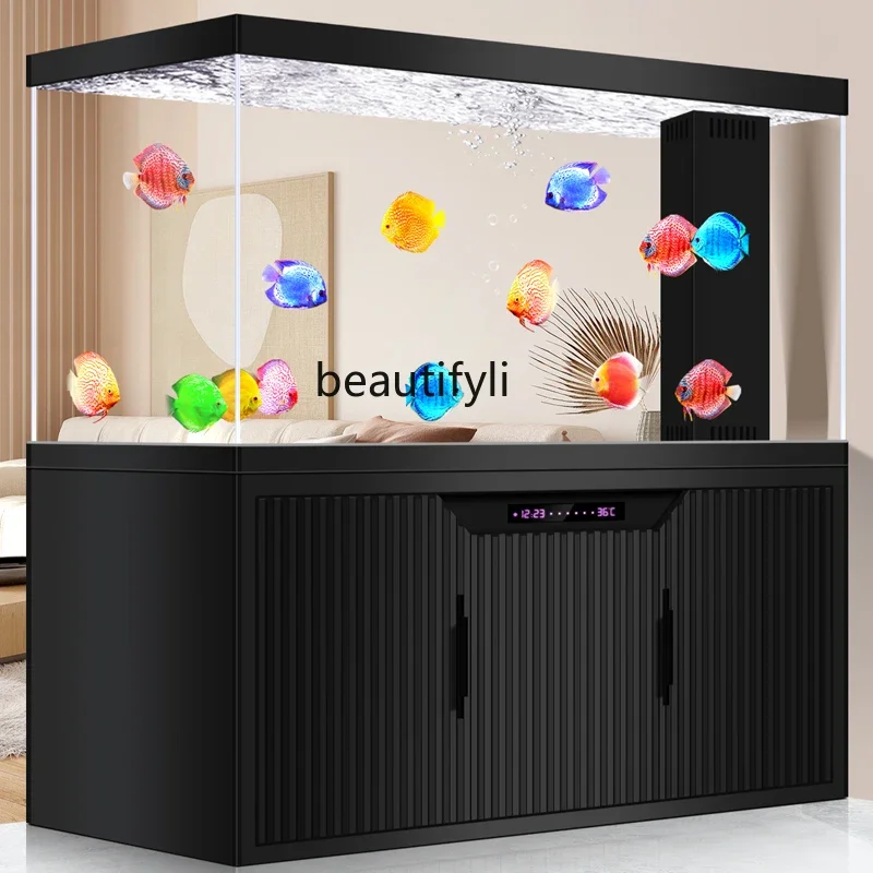 

A57 Large light luxury fish tank living room, household ultra-white glass with cabinet integrated bottom filter Jinlong fish tan