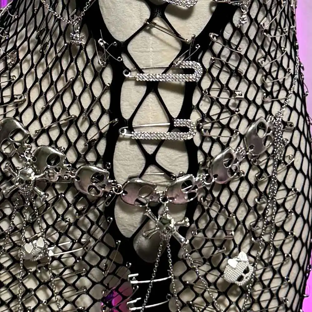 Harajuku Goth Kawaii Gotico E-Girls Grunge Club Wear 2025 Punk Rock Teschio Pin Eco FAI DA TE Y2K TOP Festival Outfit Street Wear Emo