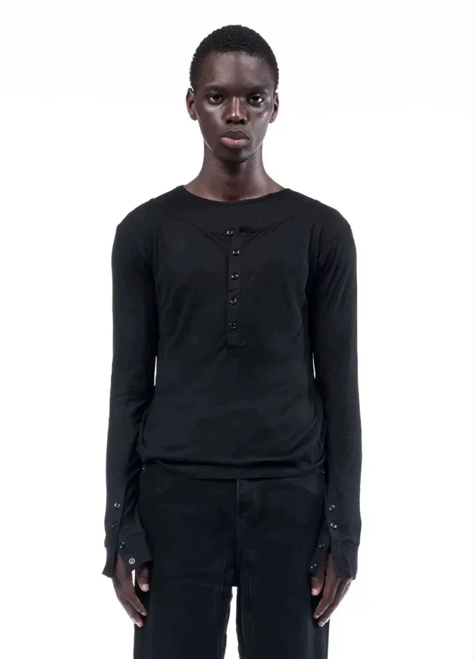 No Faith Studios Slim Fit round Ne Double Layer irt Bla White ex