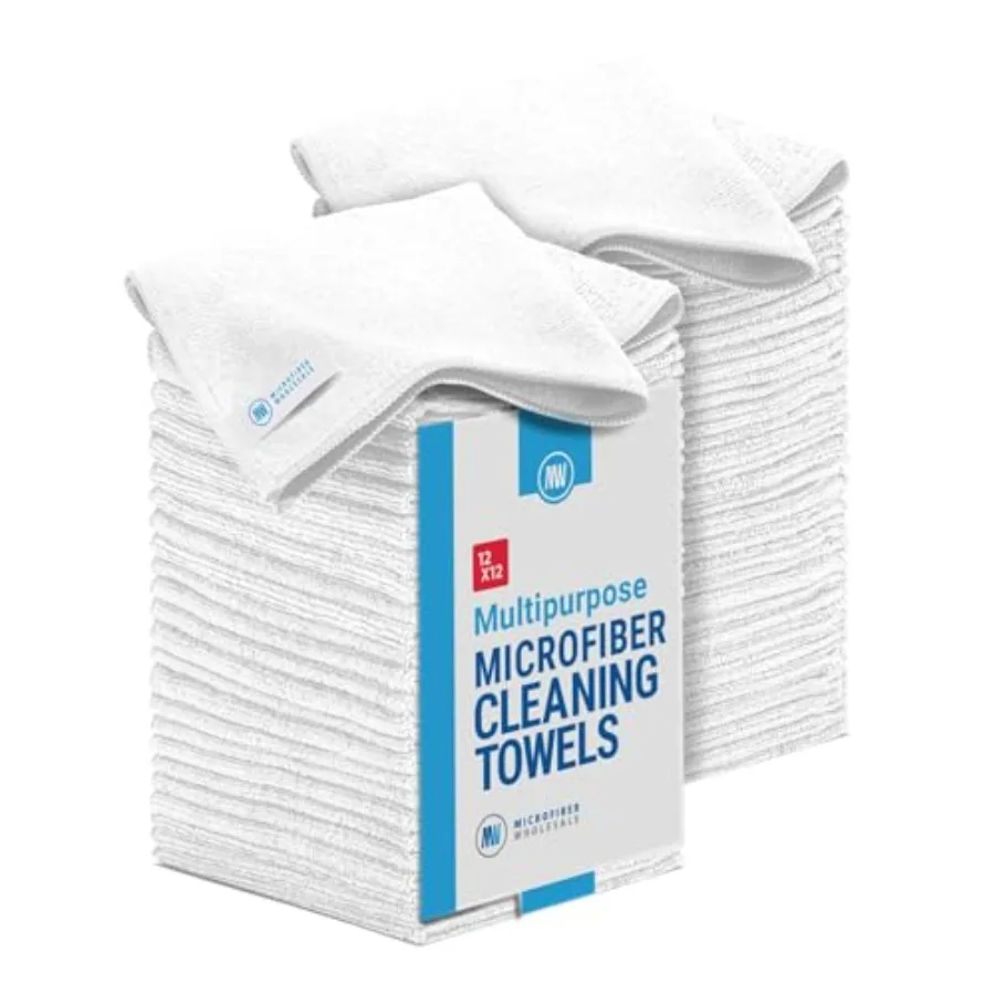 

12" x 12" Microfiber Cleaning Cloths 50 Pack - Reusable Towels Wash Rags Dust Cloth All-Purpose: Kitchen Dish Cars Shop Glass