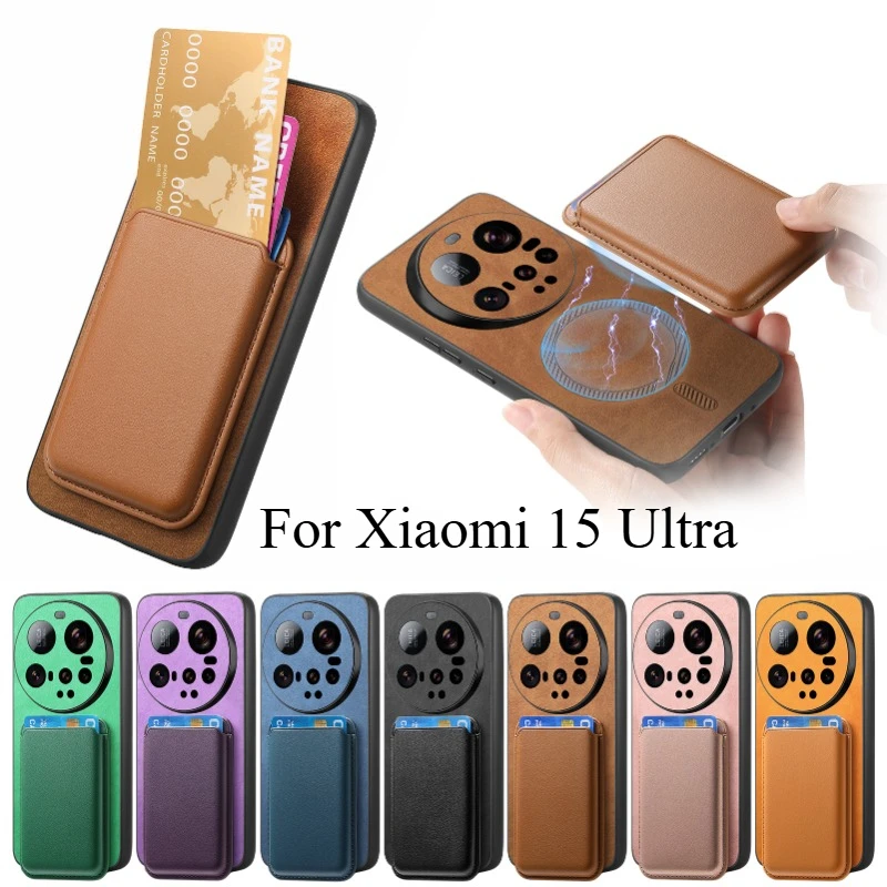 Für Xiaomi 15 Ultra Leder für Magsafe Magnetische Hülle für Xiaomi Mi 15 ultra 5G Abnehmbare 2 in 1 Brieftasche Karte stoßfeste Stoßstange