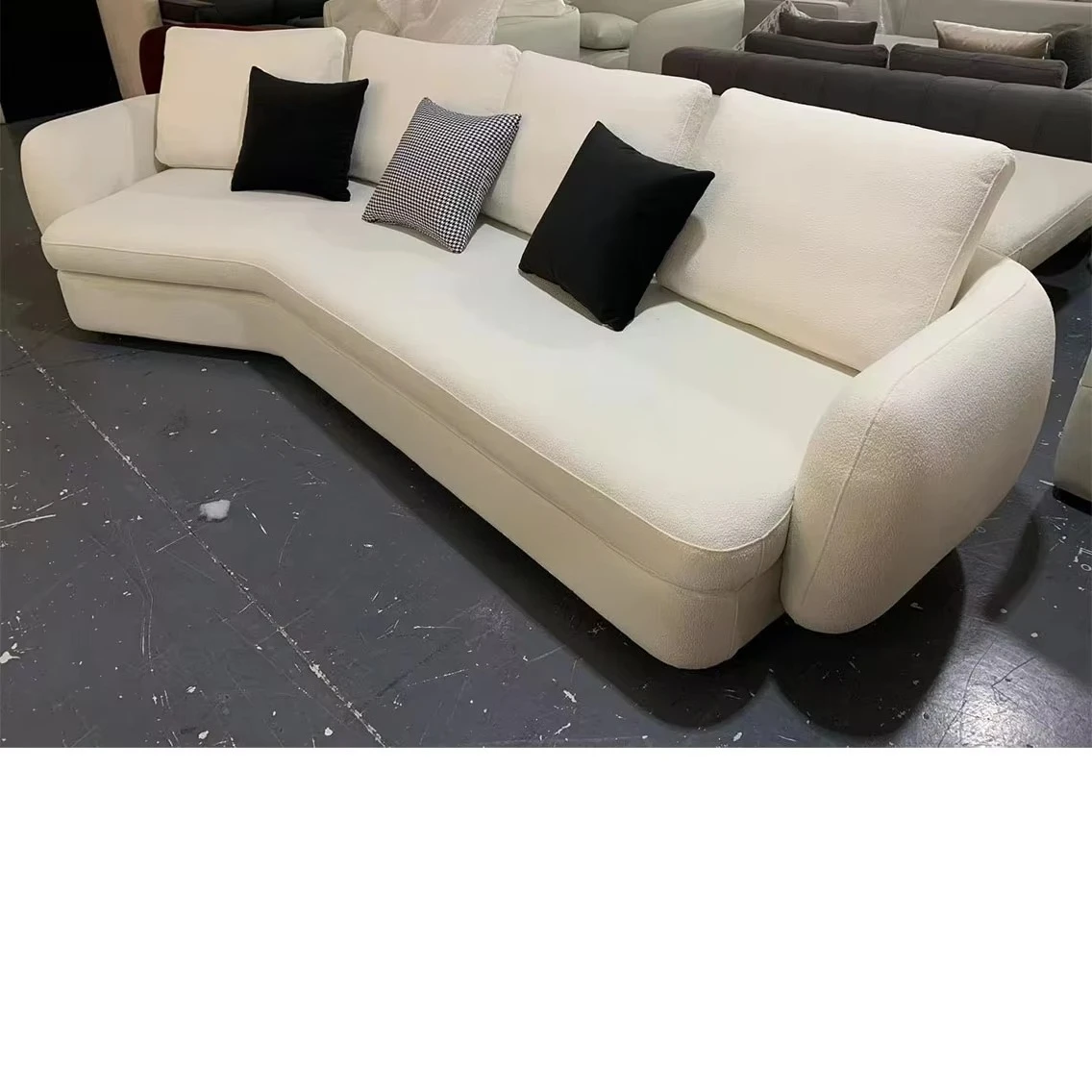 

Luxury White Fabric Sofa OEM High-end Italian Minimalist Living Room L Shape Sofas Set Furniture